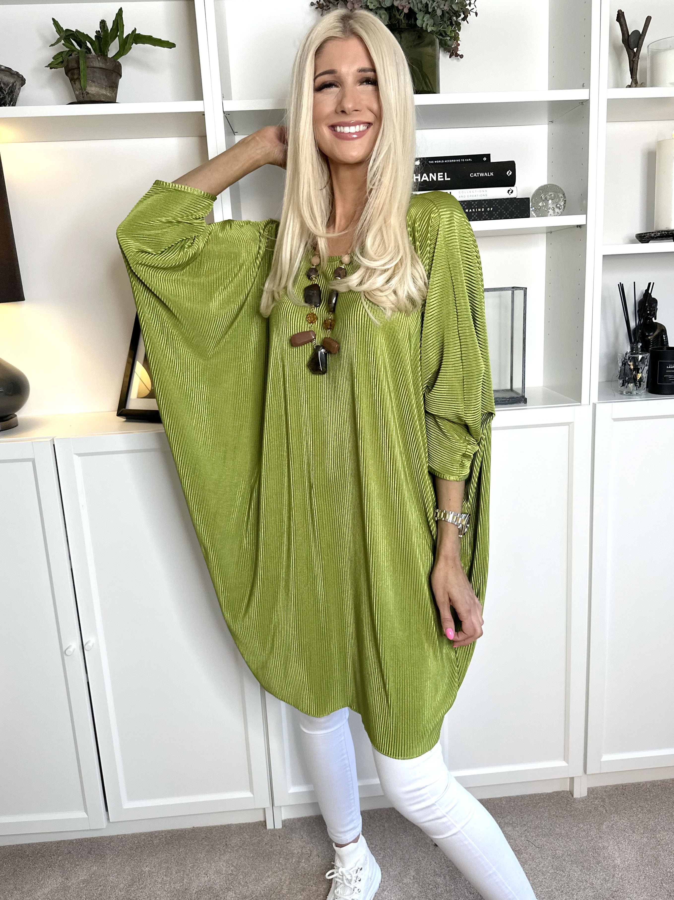 Elnora - Rillet tunika med flagermusærmer